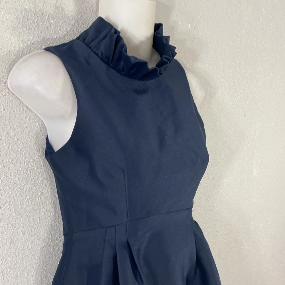Camilyn Beth Navy Blue Go Go Dress Satin Formal Gold Button Dress 0 FF9 - Picture 6 of 15